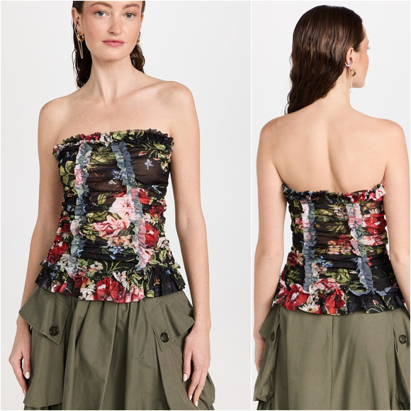 Molly Goddard $350 Printed Mesh Elasticated Tube Top size 10US 14UK - Picture 1 of 9